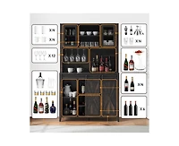 gaomon 70" Tall Farmhouse Coffee Bar Cabinet, Sliding Barn Doors Wine Bar Cabinet with Storage Shelves