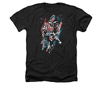 Batman V Superman Mens Ripped Trio Adult Heather Tee / T-Shirt