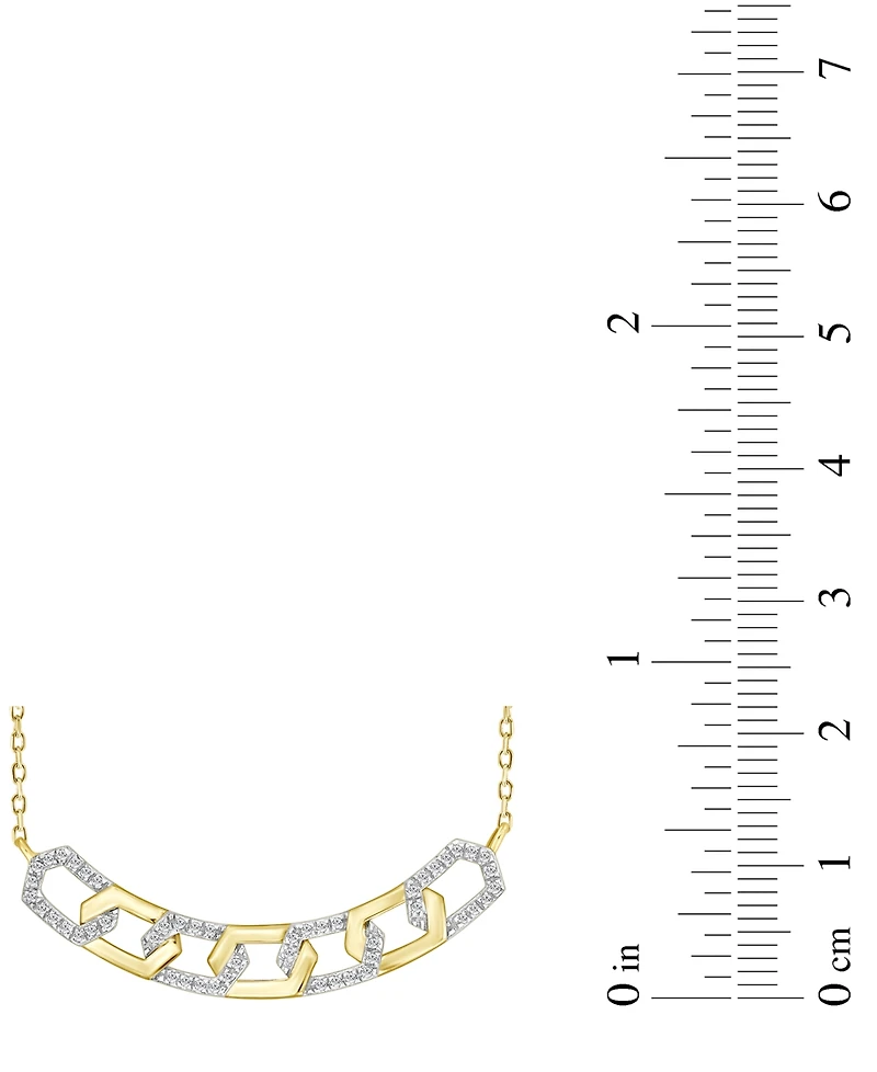 Diamond Geometric Link Pendant Necklace (1/6 ct. t.w.) in 10k Yellow Gold