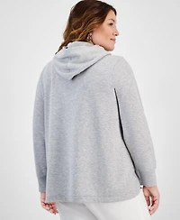 Style & Co Plus Side-Snap Fleece Hoodie, Exclusively at Macy's
