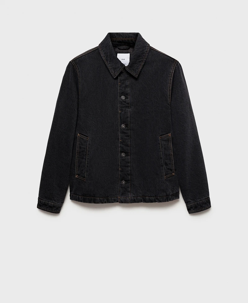 Mango Men's Slim-Fit Dark Wash Denim Jacket
