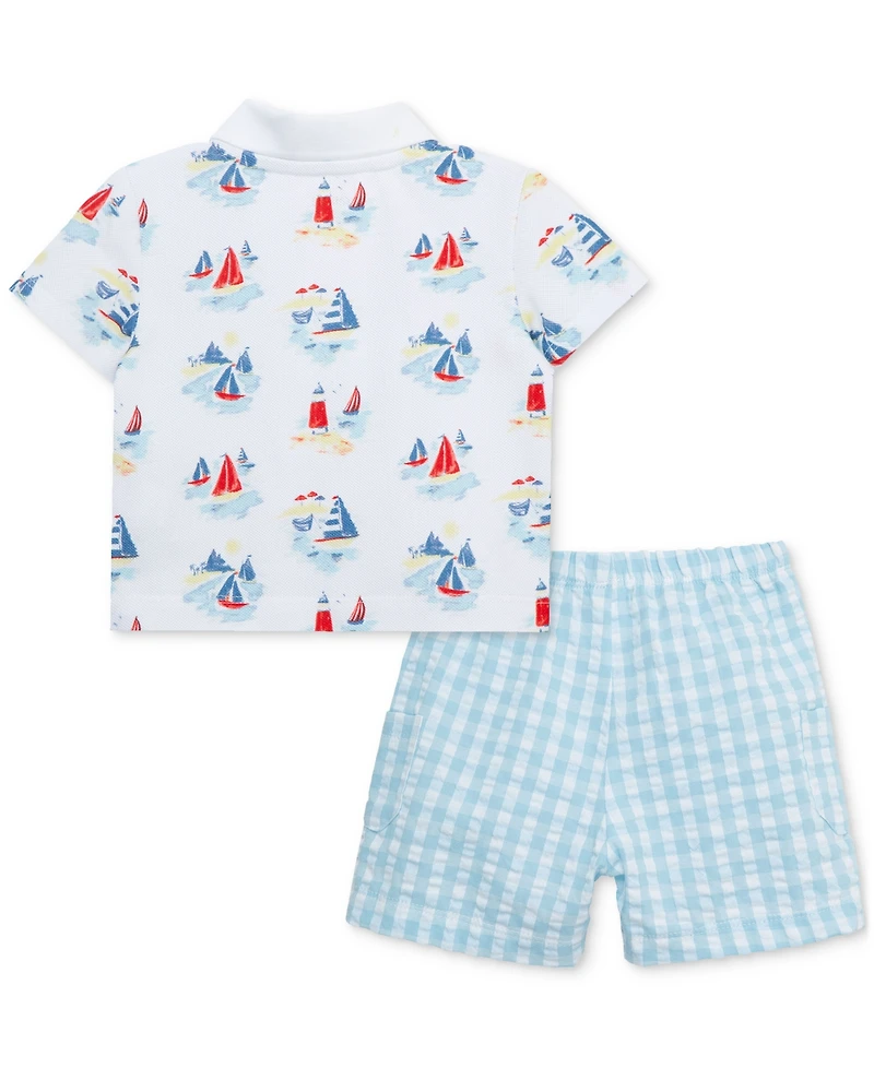 Little Me Baby Boys Breezy Cotton Polo Shirt & Shorts, 2 Piece Set