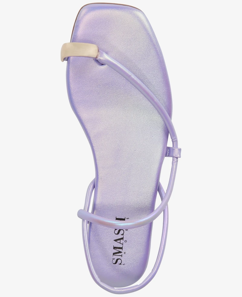 Smash Shoes Women's Charlotte Gold Toe Strappy Flat Sandals - Extended Sizes Available