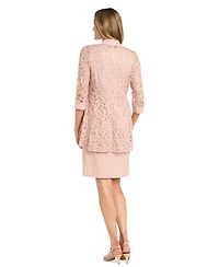 R & M Richards Women's 2-Pc. Sequined Lace Jacket Necklace Dress Set