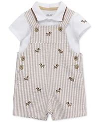 Little Me Baby Boys Cotton Puppies Polo Shirt & Shortall, 2 Piece Set