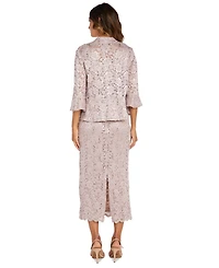 R & M Richards Sequined Lace Midi Dress and Jacket