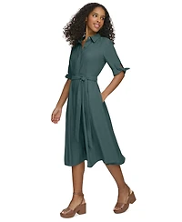 Calvin Klein Women's Tied Sleeve Shirtdress
