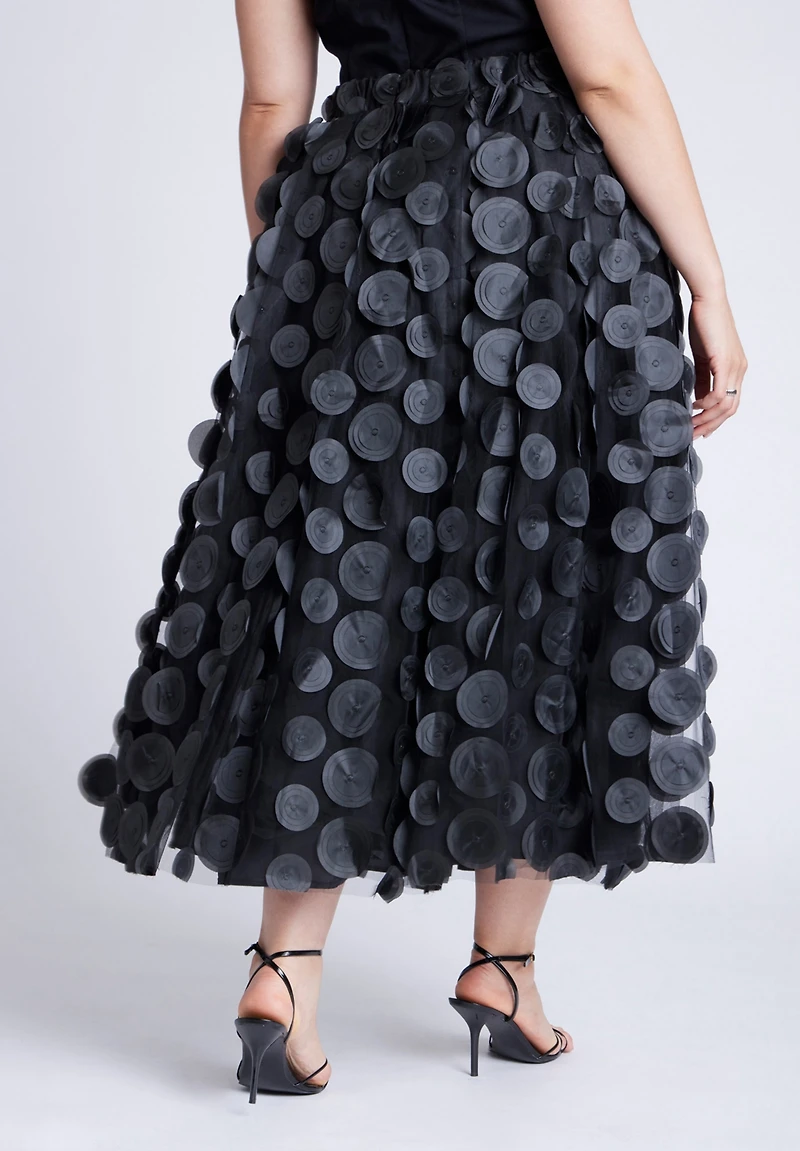 Eloquii Women's Dimensional Dot Full Skirt