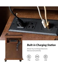 Hulala Home Tasia Traditional End Table with Hooded Caster Wheels and Adjustable Shelves