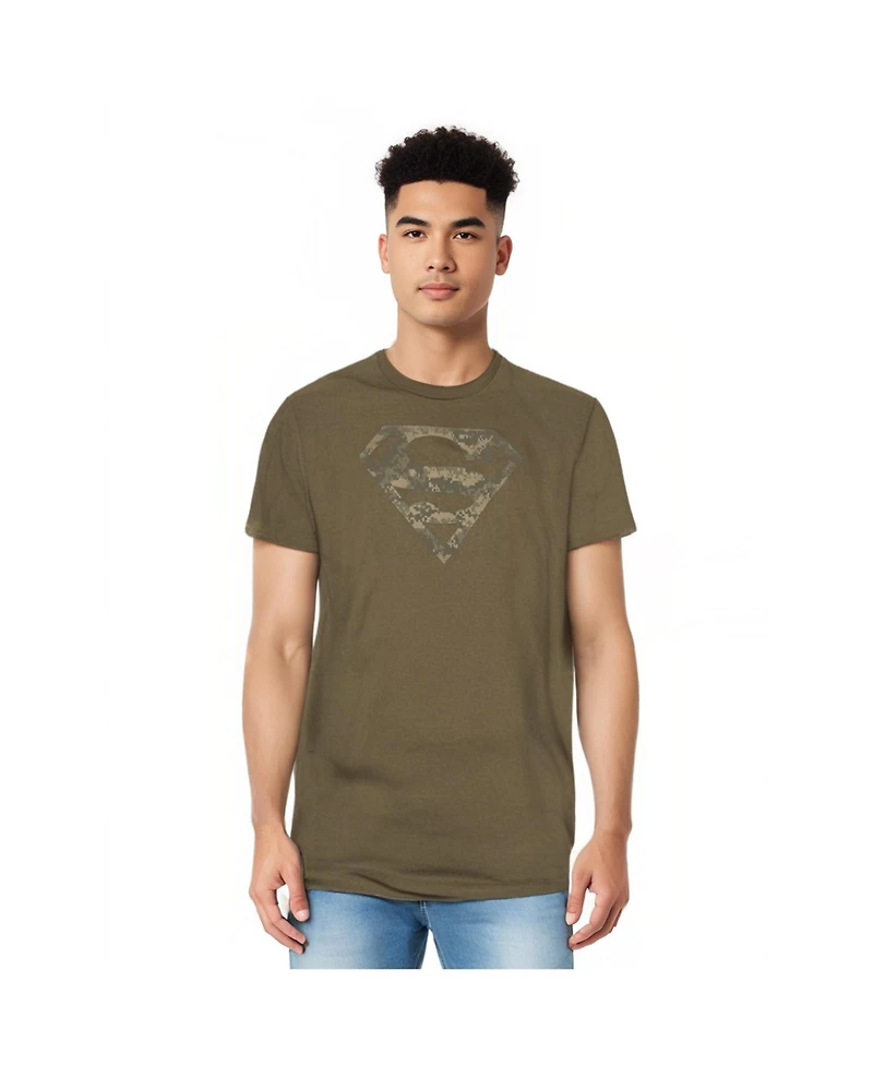 Superman Mens Army Camo Shield Short Sleeve Adult Tee / T-Shirt