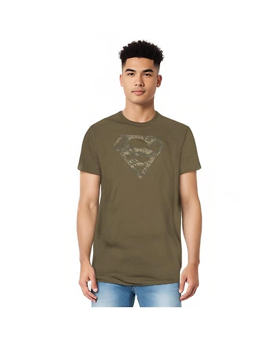 Superman Mens Army Camo Shield Short Sleeve Adult Tee / T-Shirt
