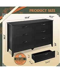 Wlive 6 Drawer Dresser Retro Chest of Drawers with Metal Handle Double Wood for Bedroom Living Room Large Storage Cabinet