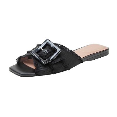 Lottie | Frayed Fabric Cross Band Sandals