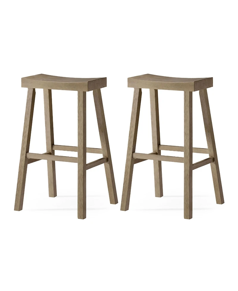 Maven Lane Vincent Wooden Rustic Kitchen Bar Stool, Antiqued Grey, Set of 2