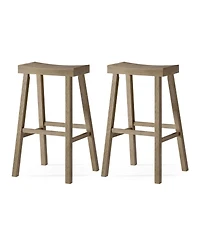 Maven Lane Vincent Wooden Rustic Kitchen Bar Stool, Antiqued Grey, Set of 2