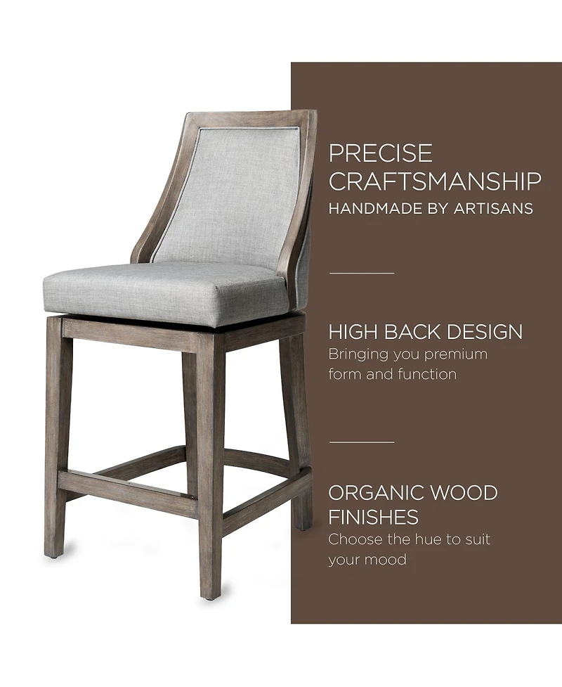 Maven Lane Vienna Counter Stool in Reclaimed Oak Finish, Ash Grey, Set of 2