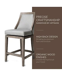 Maven Lane Vienna Counter Stool in Reclaimed Oak Finish, Ash Grey, Set of 2