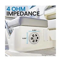 Pyle Two-Way Marine Component/Coaxial Speakers, 6.5", 240 Watts, White (Pair)