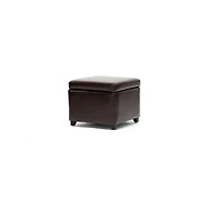 Baxton Studio Dark Brown Full Leather Small Storage Cube Ottoman