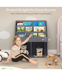 Gouun Kids Wooden Bookshelf Bookcase Children Toy Storage Cabinet Organizer