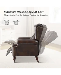 Hulala Home Volkert Triditional Genuine Leather Manual Recliner with Spindle Legs