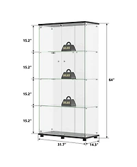 Black 31.7 in. W Display Cabinet with 2 Doors for Living Room Bedroom Office