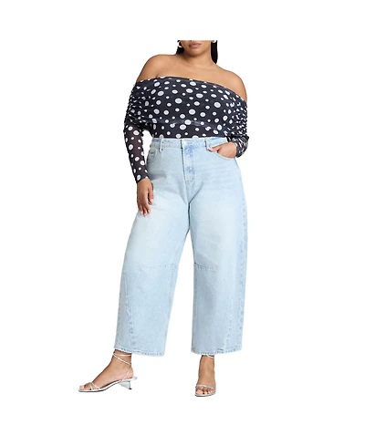 Eloquii Women's Dart Detail Barrel Leg Jean
