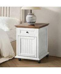 Hulala Home Yeran Traditional End Table with Hooded Caster Wheels and Adjustable Shelves