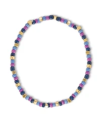 Jessica Simpson Multi-Color Beaded Bracelet Set with Evil Eye Charm - Boho Chic Stackable Bracelets