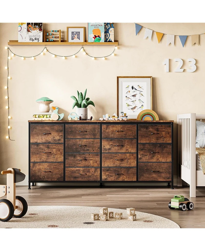 gaomon 14 Drawer Dresser, 63 Inch White Dresser Tv Stand