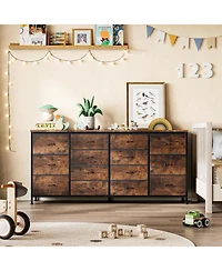 gaomon 14 Drawer Dresser, 63 Inch White Dresser Tv Stand