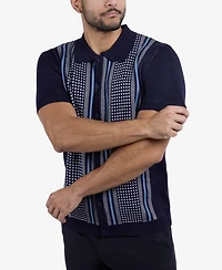 Spring + Mercer Men's Short Sleeve Sweater Knit Polo Shirt