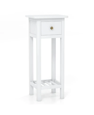 Gouun 2 Tier Slim Nightstand Bedside Table with Drawer Shelf