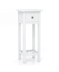 Gouun 2 Tier Slim Nightstand Bedside Table with Drawer Shelf