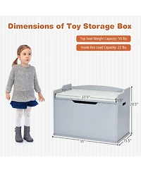 Gouun Kids Toy Wooden Flip-top Storage Box Chest Bench with Cushion Hinge