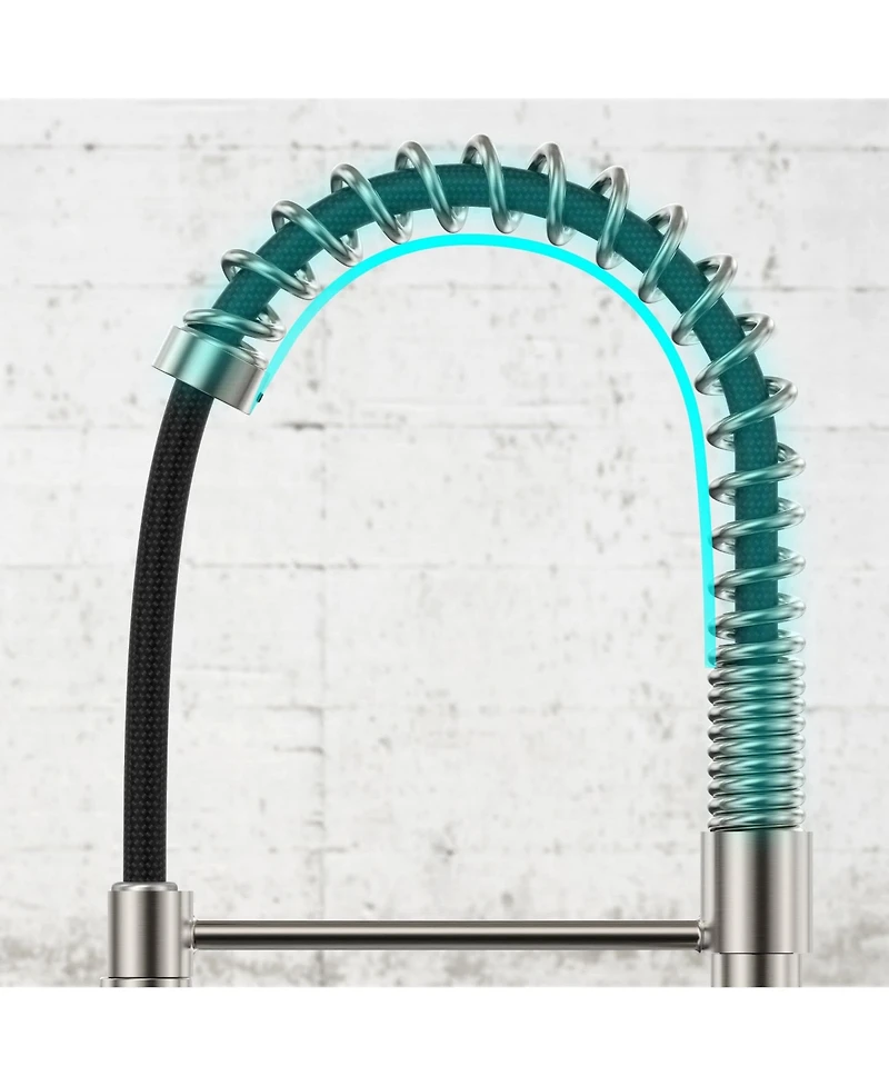 Lovmor 4-Function Brushed Nickel Pull Down Single Handle Kitchen Sink Faucet