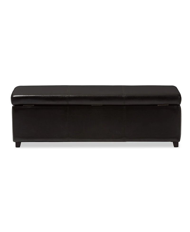 Baxton Studio Dark Brown Pu Leather Storage Bench Ottoman with Stitching