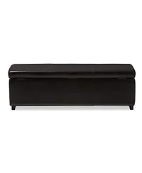 Baxton Studio Dark Brown Pu Leather Storage Bench Ottoman with Stitching