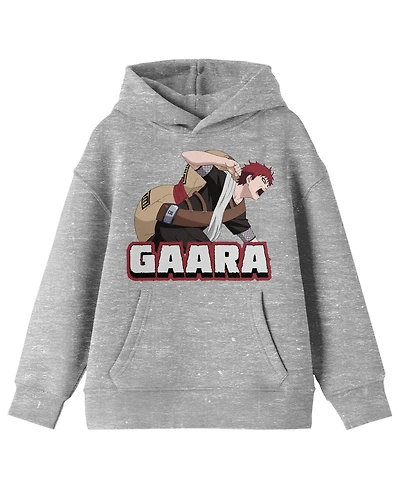 Naruto Boys Classic Gaara Character Action Pose Youth Athletic Heather Hoodie-Large
