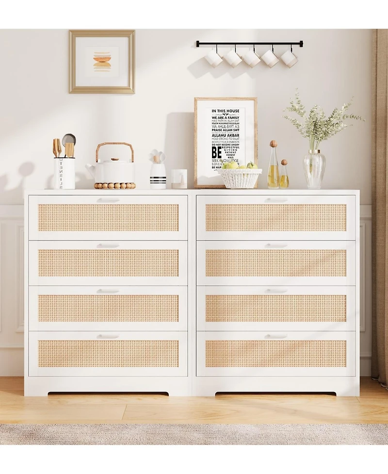 gaomon 4 Drawer Dresser Rattan Dresser, Tall Chest of Drawers