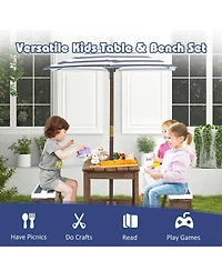 Gouun Kids Picnic Table and Bench Set with Cushions and Height Adjustable Umbrella