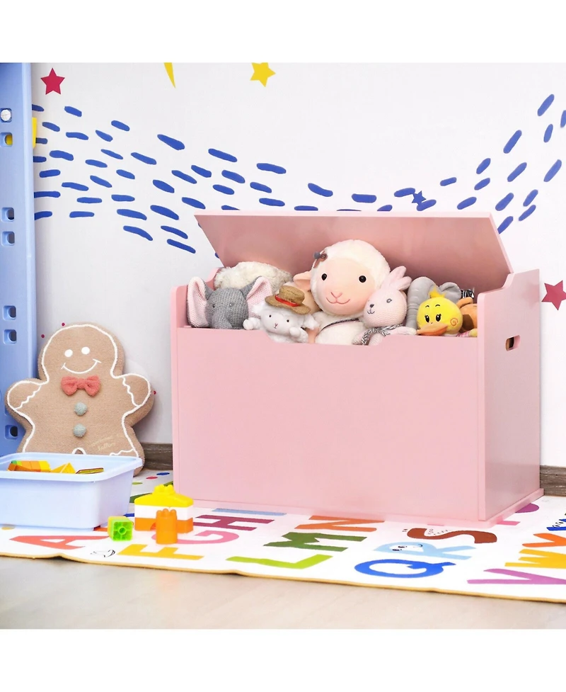 Gouun Kids Toy Wooden Flip-top Storage Box Chest Bench with Cushion Hinge