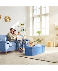 Sorbus 43 Inch Faux Suede Storage Bench - Perfect Toy and Shoe Chest, Hope Chest, Pouffe Ottoman, Seat, Foot Rest (Large|Teal)