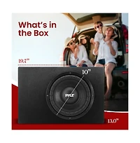 Pyle Slim Subwoofer Box System, 10'' 500W, Truck Audio Enclosure