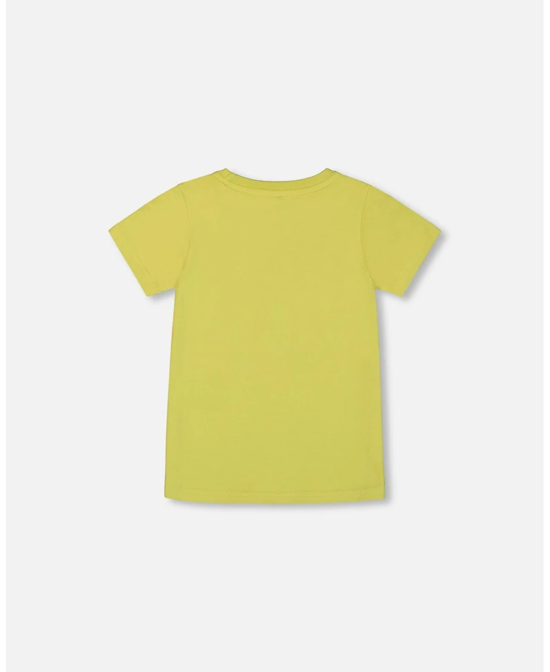 Deux par Deux Baby Boys Organic Cotton Tee Lime Green And Blue Vespa