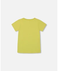 Deux par Deux Baby Boys Organic Cotton Tee Lime Green And Blue Vespa