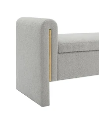 Modern Teddy Bed End Bench with Storage and Arms, Upholstered Foot Rest Stool, Comfy Vanity Bench-The Pop Home