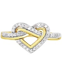 Diamond Heart Knot Ring (1/3 ct. t.w.) in Sterling Silver & 10k Gold-Plate