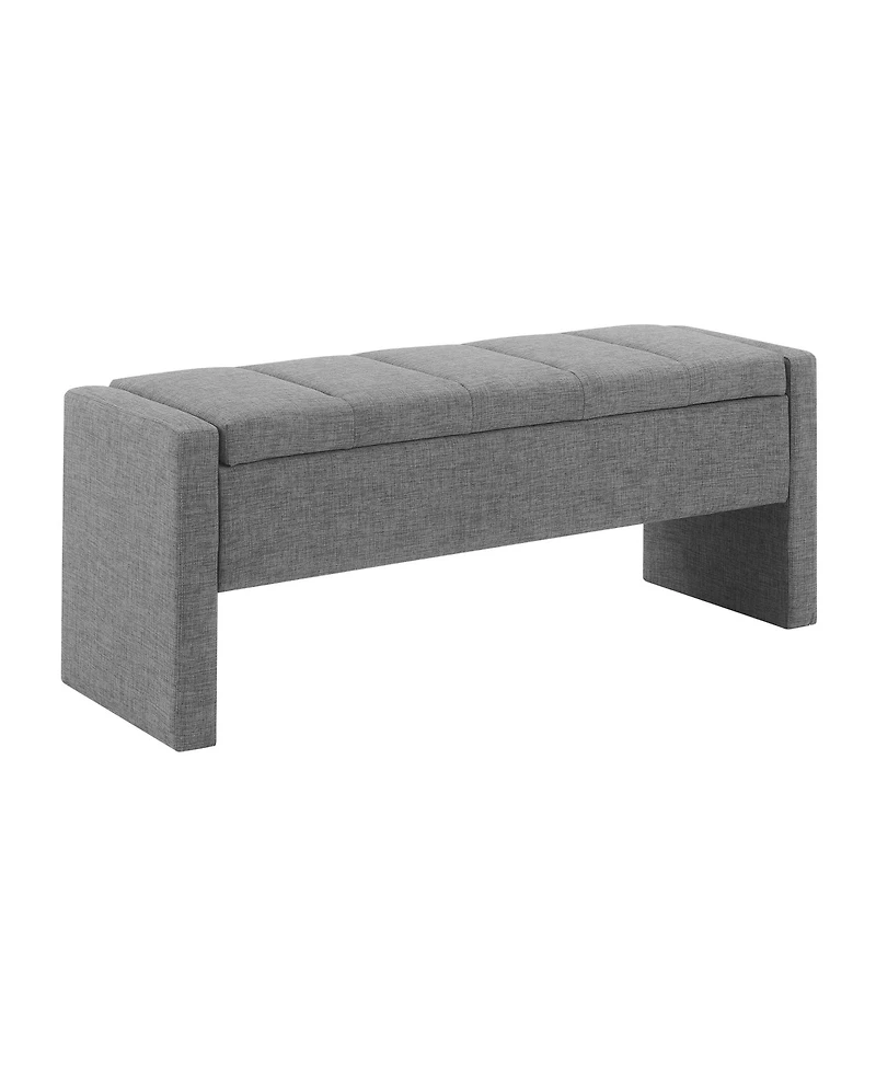 The Pop Home Modern Upholstered Bed End Bench with Storage, Linen Foot Rest Stool, Multi-Functional Vanity Stool-The