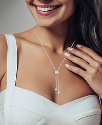 Diamond Circle Cluster Lariat Necklace (1/4 ct. t.w.) in Sterling Silver, 16" + 2" extender